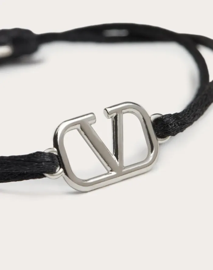 Valentino Jewelry Man Vlogo Signature Cotton Bracelet For Man In Ultramarine Ultramarine