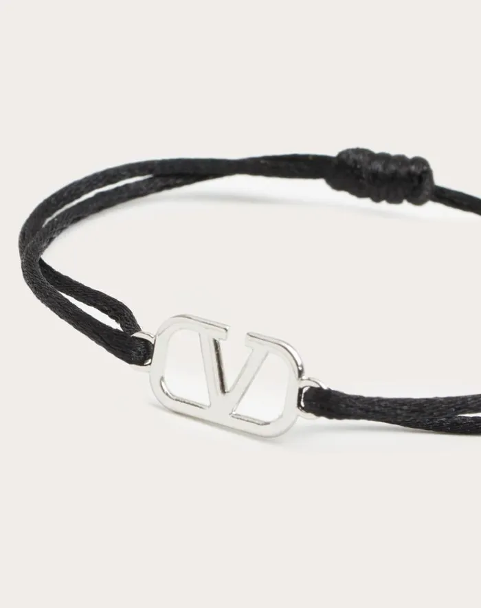 Valentino Jewelry Man Vlogo Signature Cotton Bracelet For Man In Ultramarine Ultramarine