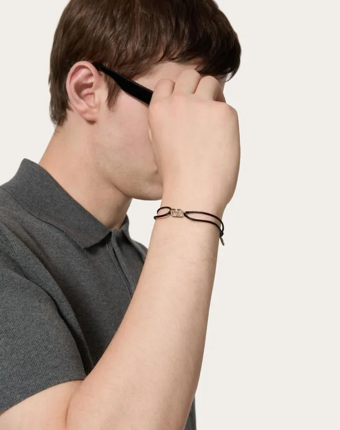 Valentino Jewelry Man Vlogo Signature Cotton Bracelet For Man In Ultramarine Ultramarine
