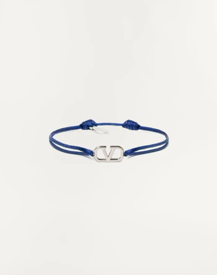 Valentino Jewelry Man Vlogo Signature Cotton Bracelet For Man In Ultramarine Ultramarine