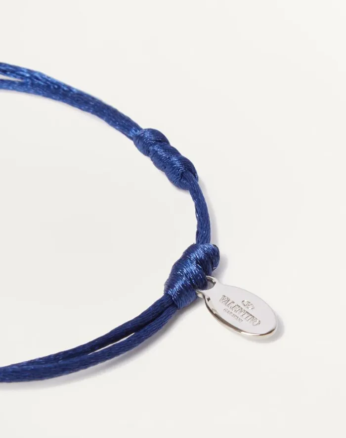 Valentino Jewelry Man Vlogo Signature Cotton Bracelet For Man In Ultramarine Ultramarine