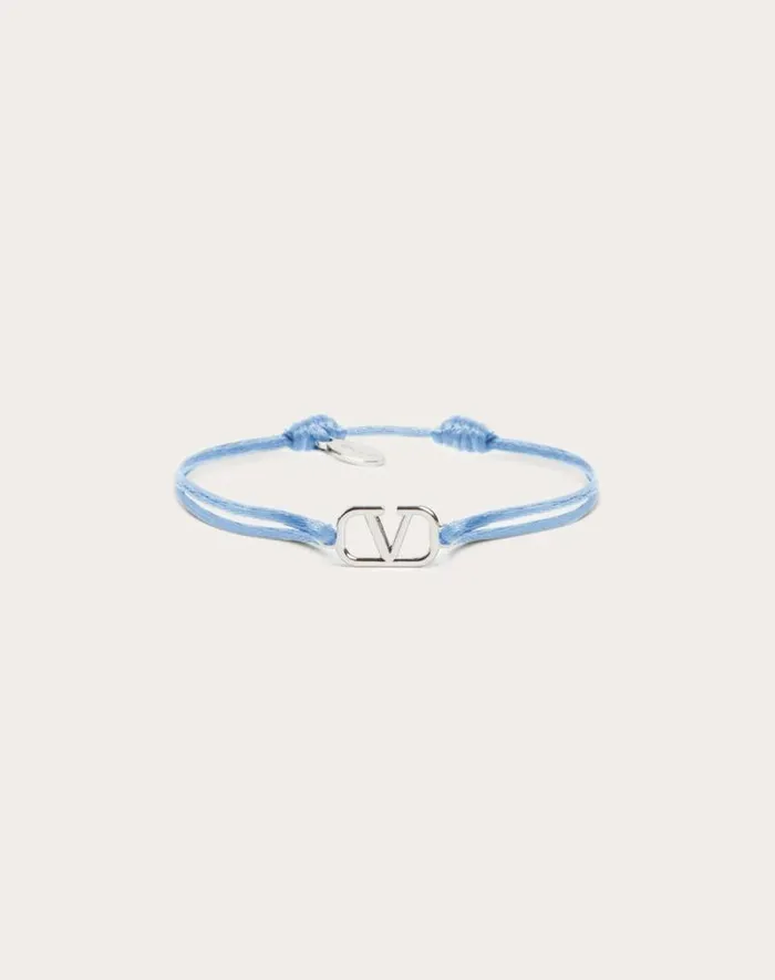 Valentino Jewelry Man Vlogo Signature Cotton Bracelet For Man In Ultramarine Ultramarine