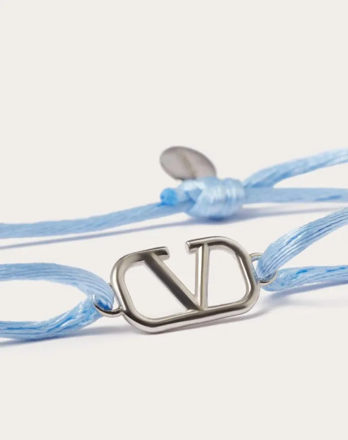 Valentino Jewelry Man Vlogo Signature Cotton Bracelet For Man In Ultramarine Ultramarine
