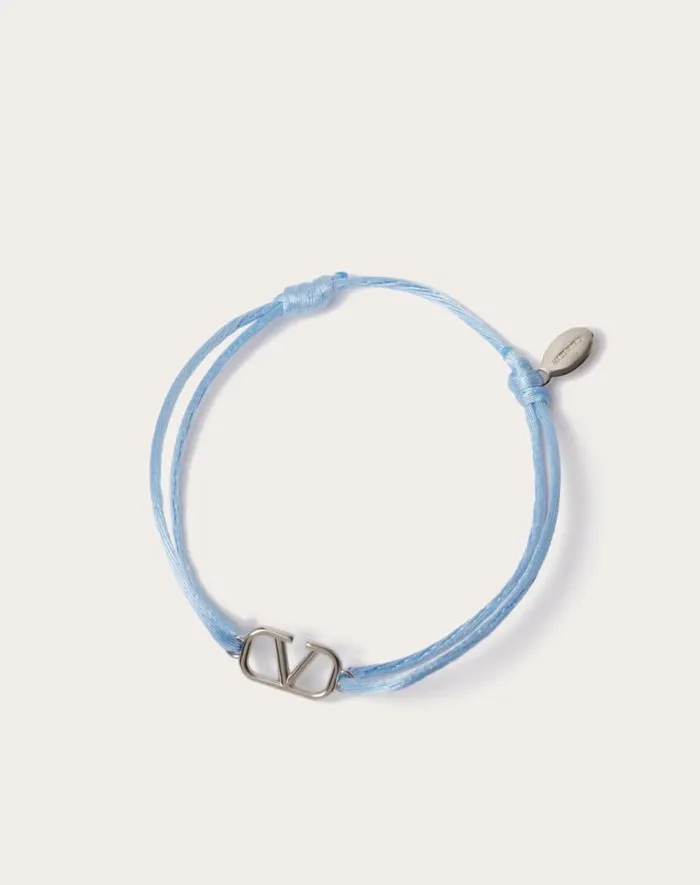 Valentino Jewelry Man Vlogo Signature Cotton Bracelet For Man In Ultramarine Ultramarine