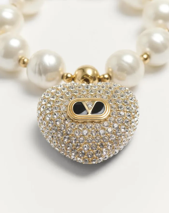Valentino Jewelry Woman Coeur Royal Bracelet In Metal Enamel Pearl And Swarovski Crystals For Woman In Multicolor Multicolor Valentino Jewelry Woman Coeur Royal Bracelet In Metal Enamel Pearl And Swarovski Crystals For Woman In Multicolor Multicolor