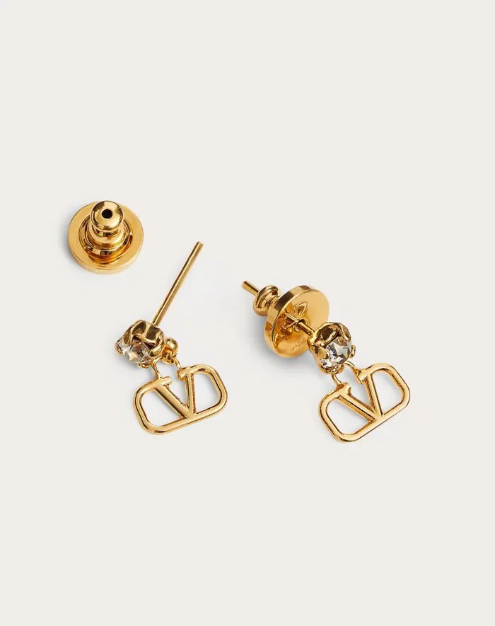Valentino Jewelry Woman Vlogo Signature Earrings In Metal And Swarovski Crystals For Woman In Gold Gold Valentino Jewelry Woman Vlogo Signature Earrings In Metal And Swarovski Crystals For Woman In Gold Gold