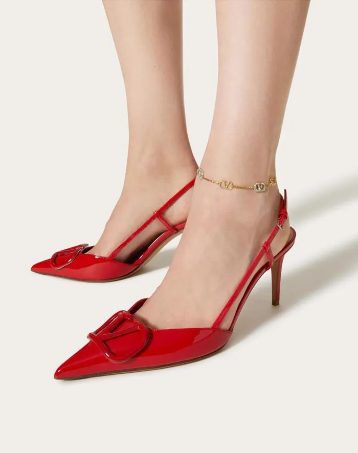 Valentino Jewelry Woman Vlogo Signature Metal And Swarovski Crystal Anklet For Woman In Gold Gold