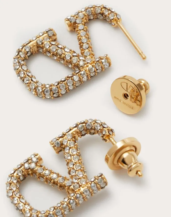 Valentino Jewelry Woman Vlogo Signature Metal Earring For Woman In Gold Gold Valentino Jewelry Woman Vlogo Signature Metal Earring For Woman In Gold Gold