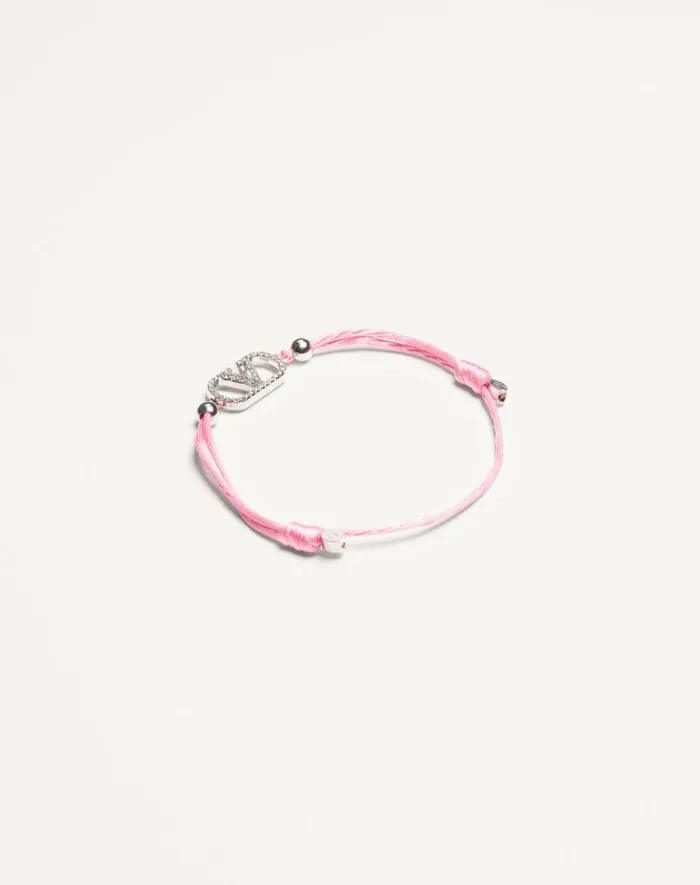 Valentino Jewelry Woman Vlogo Signature Valentino Garavani Cotton Bracelet For Woman In Pinkcrystal Pinkcrystal Valentino Jewelry Woman Vlogo Signature Valentino Garavani Cotton Bracelet For Woman In Pinkcrystal Pinkcrystal