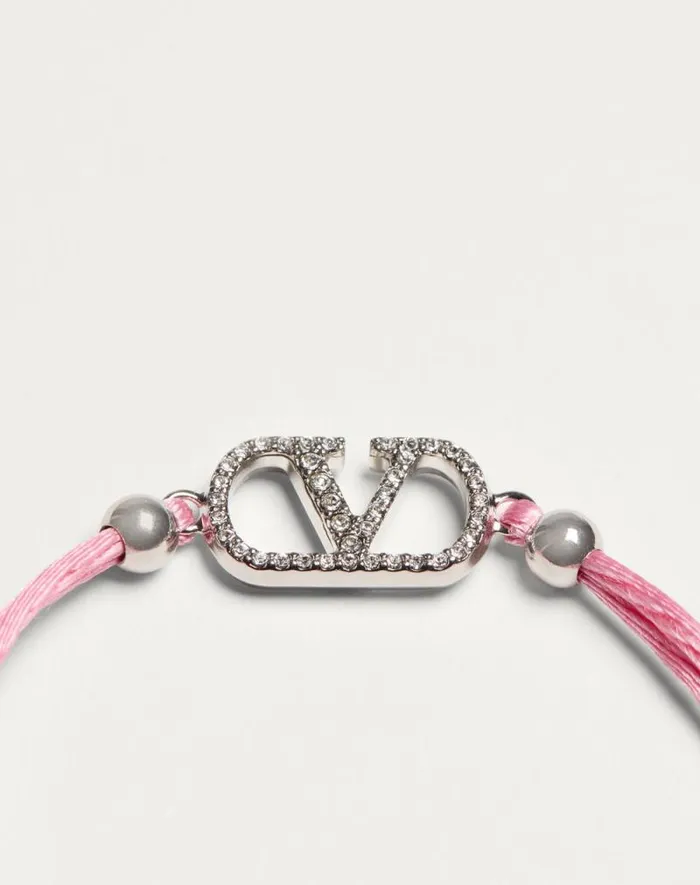 Valentino Jewelry Woman Vlogo Signature Valentino Garavani Cotton Bracelet For Woman In Pinkcrystal Pinkcrystal Valentino Jewelry Woman Vlogo Signature Valentino Garavani Cotton Bracelet For Woman In Pinkcrystal Pinkcrystal