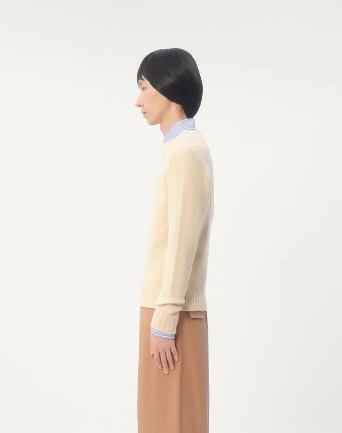 Valentino Knitwear Man Shetland Wool Crewneck Sweater With Vlogo Embroidery For Man In Orange Orange Valentino Knitwear Man Shetland Wool Crewneck Sweater With Vlogo Embroidery For Man In Orange Orange