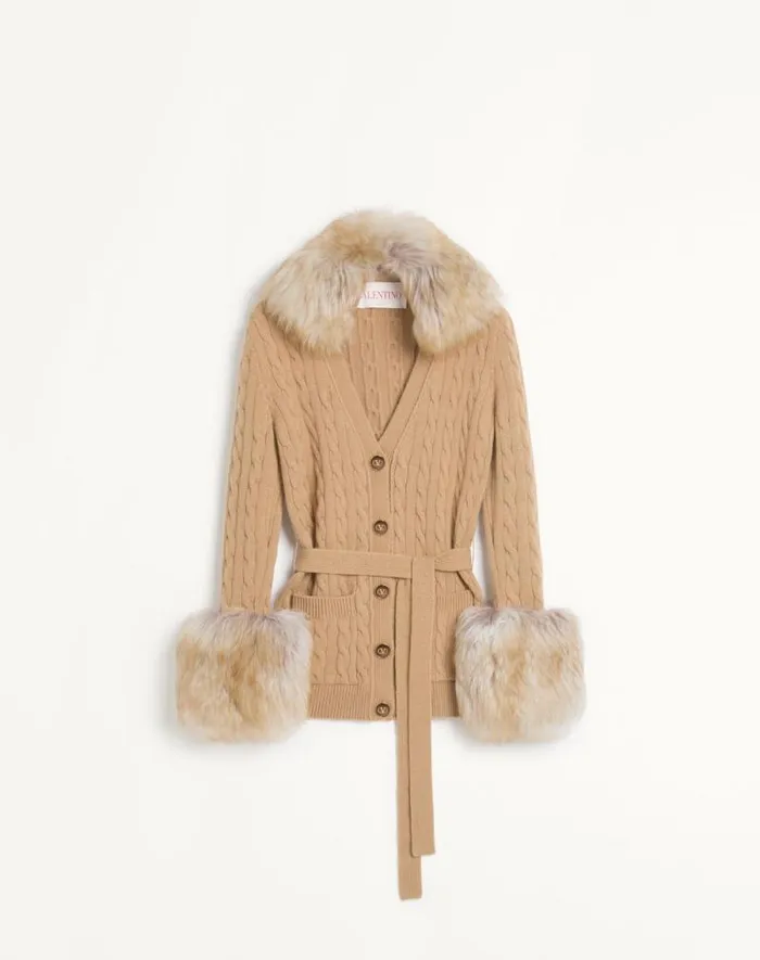 Valentino Knitwear Woman Cashmere Cardigan For Woman In Camel Camel