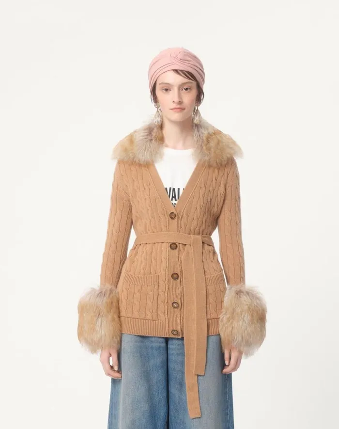 Valentino Knitwear Woman Cashmere Cardigan For Woman In Camel Camel Valentino Knitwear Woman Cashmere Cardigan For Woman In Camel Camel