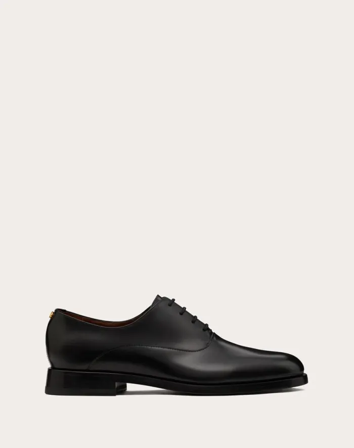 Valentino Laceups And Loafers Man Mini Vlogo Signature Derby In Calfskin For Man In Black Black Valentino Laceups And Loafers Man Mini Vlogo Signature Derby In Calfskin For Man In Black Black