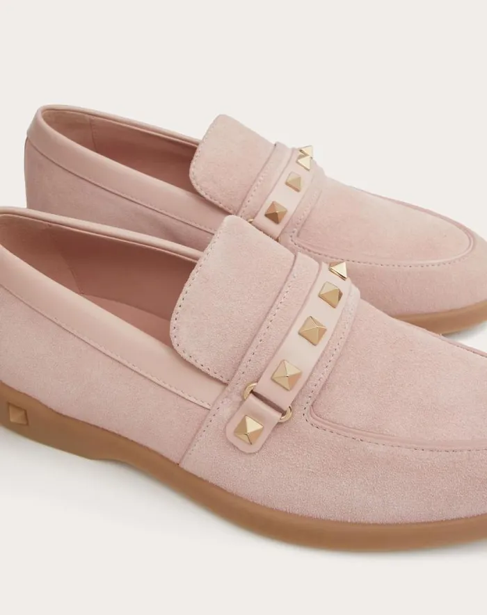 Valentino Loafers And Oxfords Woman Leisure Flows Split Leather Loafer For Woman In Cappuccino Cappuccino Valentino Loafers And Oxfords Woman Leisure Flows Split Leather Loafer For Woman In Cappuccino Cappuccino