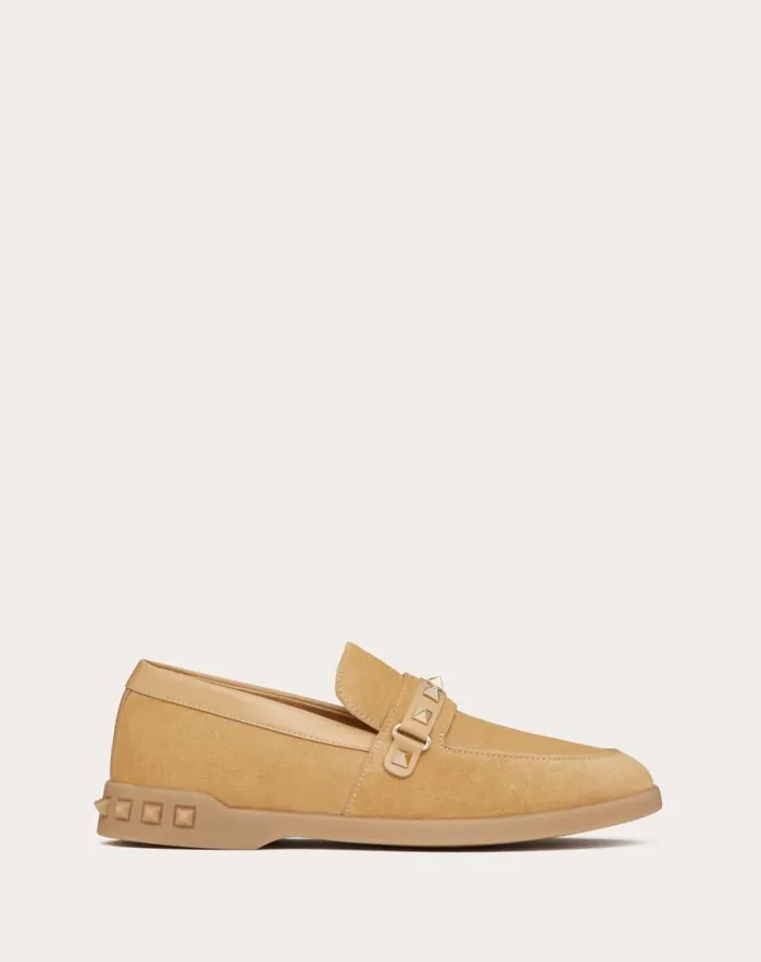 Valentino Loafers And Oxfords Woman Leisure Flows Split Leather Loafer For Woman In Cappuccino Cappuccino Valentino Loafers And Oxfords Woman Leisure Flows Split Leather Loafer For Woman In Cappuccino Cappuccino