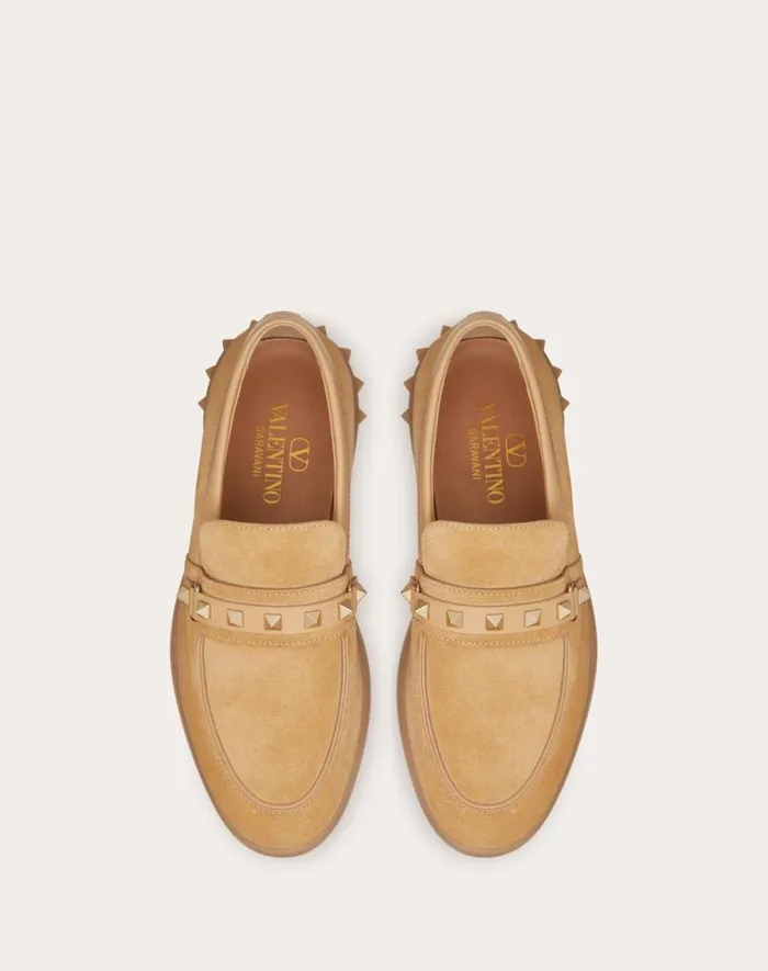 Valentino Loafers And Oxfords Woman Leisure Flows Split Leather Loafer For Woman In Cappuccino Cappuccino Valentino Loafers And Oxfords Woman Leisure Flows Split Leather Loafer For Woman In Cappuccino Cappuccino