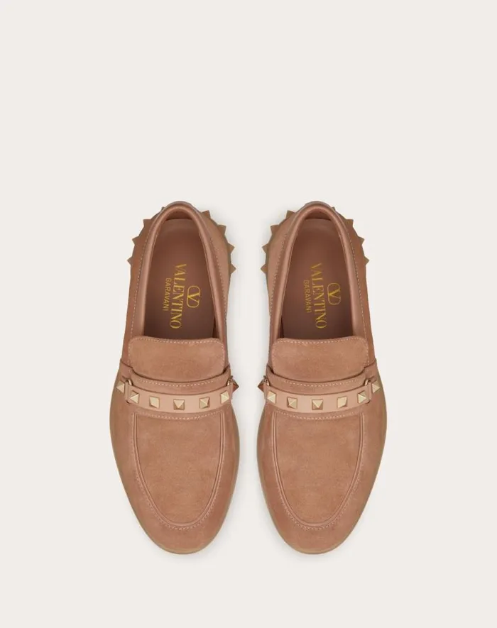 Valentino Loafers And Oxfords Woman Leisure Flows Split Leather Loafer For Woman In Cappuccino Cappuccino Valentino Loafers And Oxfords Woman Leisure Flows Split Leather Loafer For Woman In Cappuccino Cappuccino