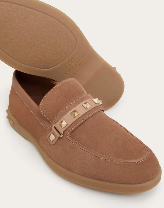 Valentino Loafers And Oxfords Woman Leisure Flows Split Leather Loafer For Woman In Cappuccino Cappuccino Valentino Loafers And Oxfords Woman Leisure Flows Split Leather Loafer For Woman In Cappuccino Cappuccino