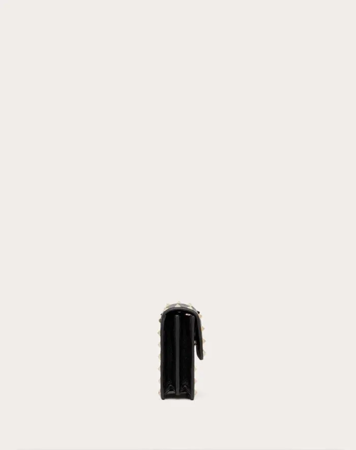 Valentino Mini Bags Woman Rockstud Grainy Calfskin Chain Pouch For Woman In Black Black