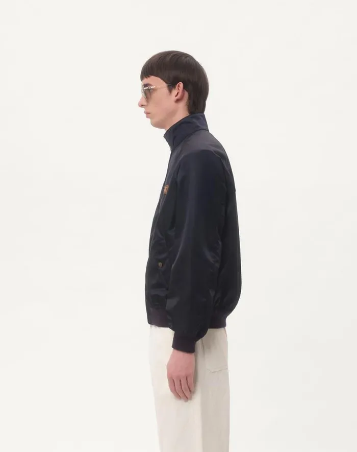 Valentino Outerwear Man Nylon Blouson With Vlogo Patch For Man In Navy Navy Valentino Outerwear Man Nylon Blouson With Vlogo Patch For Man In Navy Navy