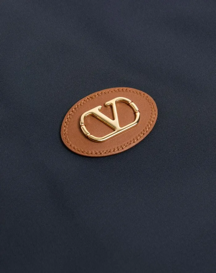Valentino Outerwear Man Nylon Blouson With Vlogo Patch For Man In Navy Navy Valentino Outerwear Man Nylon Blouson With Vlogo Patch For Man In Navy Navy