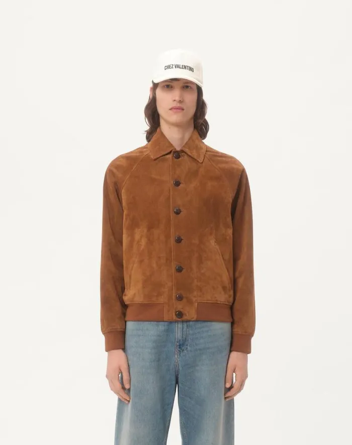 Valentino Outerwear Man Suede Jacket For Man In Tan Tan Valentino Outerwear Man Suede Jacket For Man In Tan Tan
