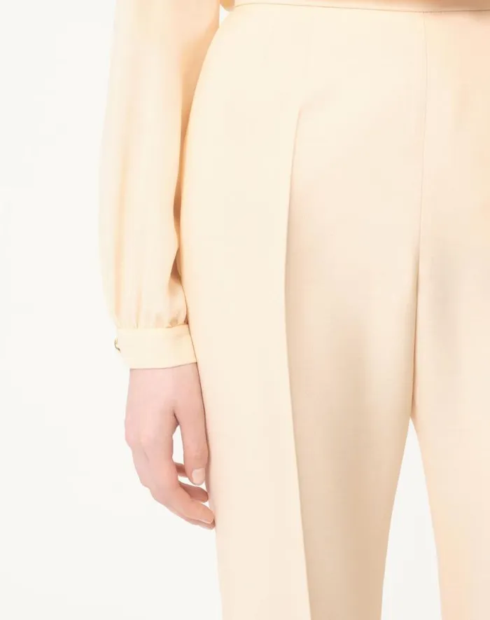 Valentino Pants And Shorts Woman Crepe Couture Pants For Woman In Ivory Ivory