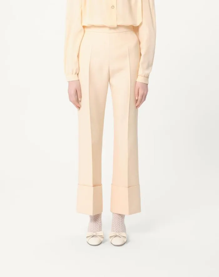 Valentino Pants And Shorts Woman Crepe Couture Pants For Woman In Ivory Ivory