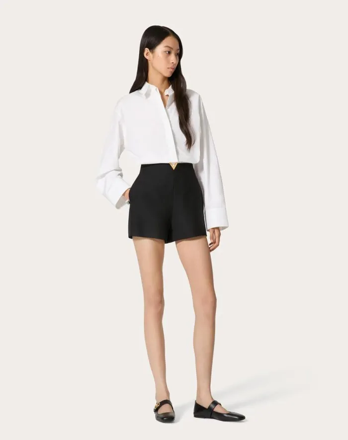 Valentino Pants And Shorts Woman Crepe Couture Shorts For Woman In Black Black