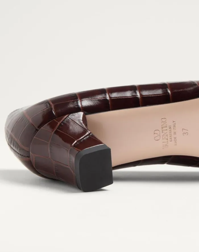 Valentino Pumps Woman Bowow Dcollet In Printed Calfskin 45mm For Woman In Brown Brown Valentino Pumps Woman Bowow Dcollet In Printed Calfskin 45mm For Woman In Brown Brown