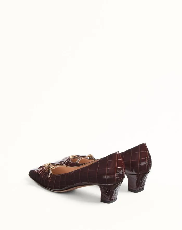 Valentino Pumps Woman Bowow Dcollet In Printed Calfskin 45mm For Woman In Brown Brown Valentino Pumps Woman Bowow Dcollet In Printed Calfskin 45mm For Woman In Brown Brown