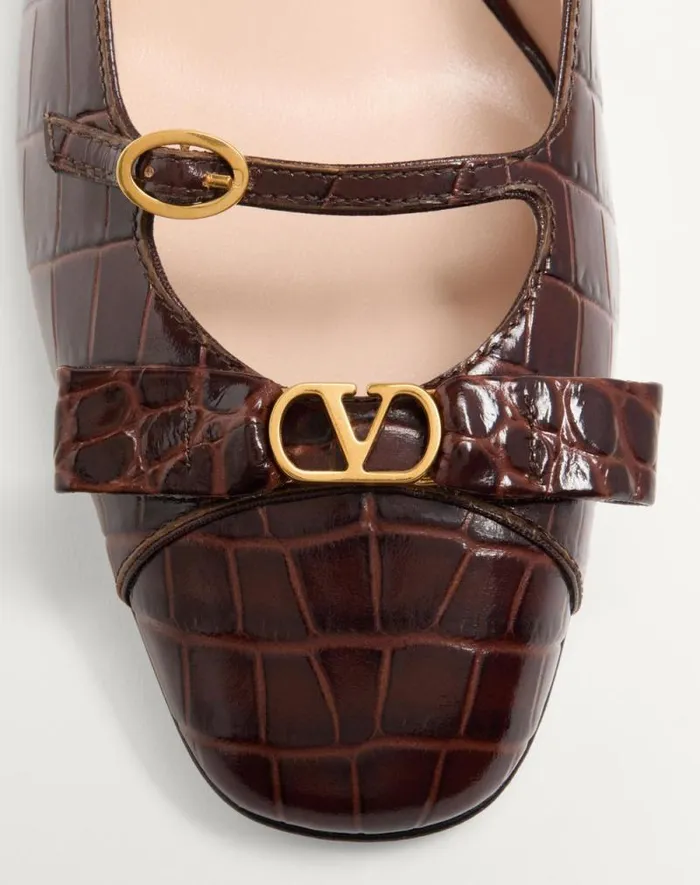 Valentino Pumps Woman Bowow Dcollet In Printed Calfskin 45mm For Woman In Brown Brown Valentino Pumps Woman Bowow Dcollet In Printed Calfskin 45mm For Woman In Brown Brown