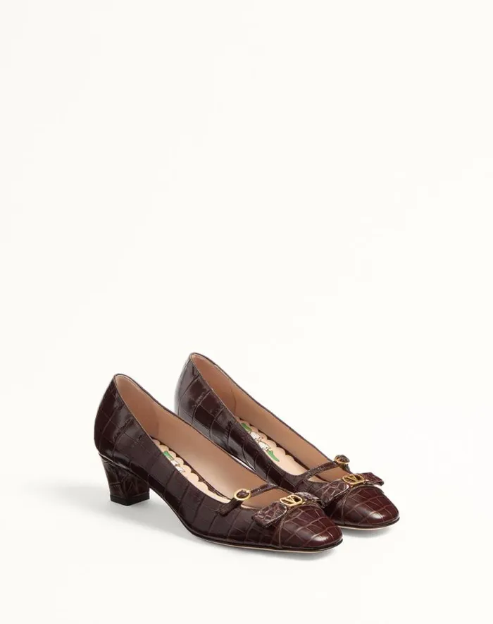 Valentino Pumps Woman Bowow Dcollet In Printed Calfskin 45mm For Woman In Ivory Ivory Valentino Pumps Woman Bowow Dcollet In Printed Calfskin 45mm For Woman In Ivory Ivory