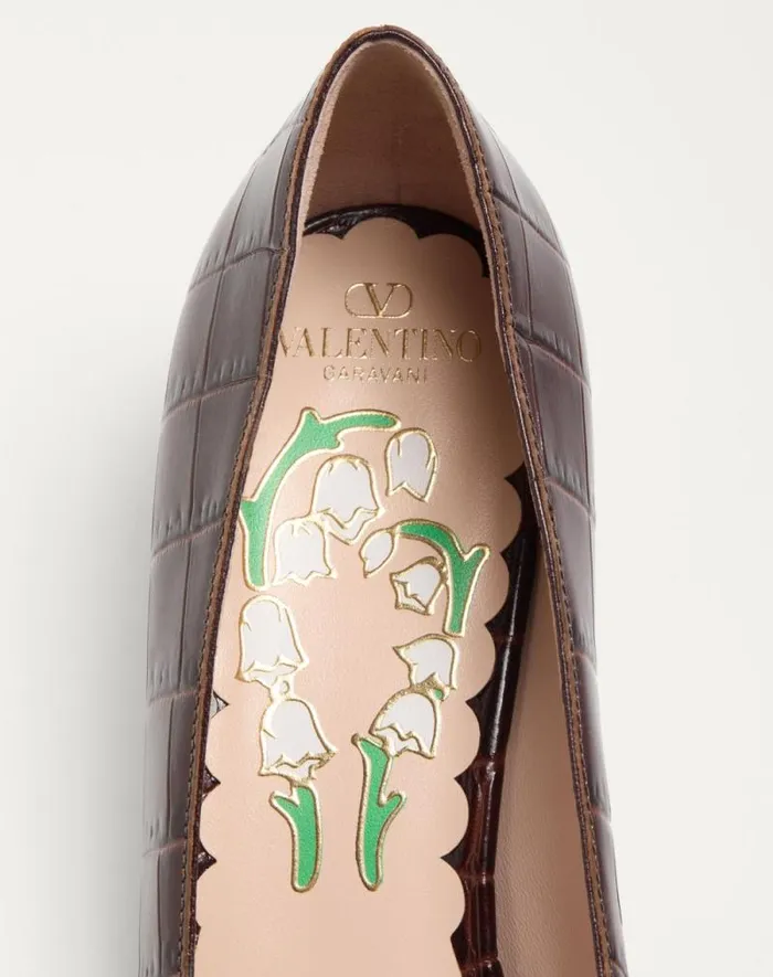 Valentino Pumps Woman Bowow Dcollet In Printed Calfskin 45mm For Woman In Ivory Ivory Valentino Pumps Woman Bowow Dcollet In Printed Calfskin 45mm For Woman In Ivory Ivory