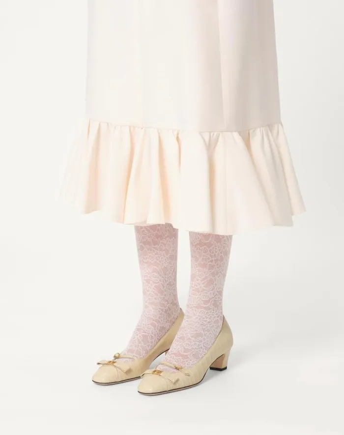 Valentino Pumps Woman Bowow Dcollet In Printed Calfskin 45mm For Woman In Ivory Ivory Valentino Pumps Woman Bowow Dcollet In Printed Calfskin 45mm For Woman In Ivory Ivory