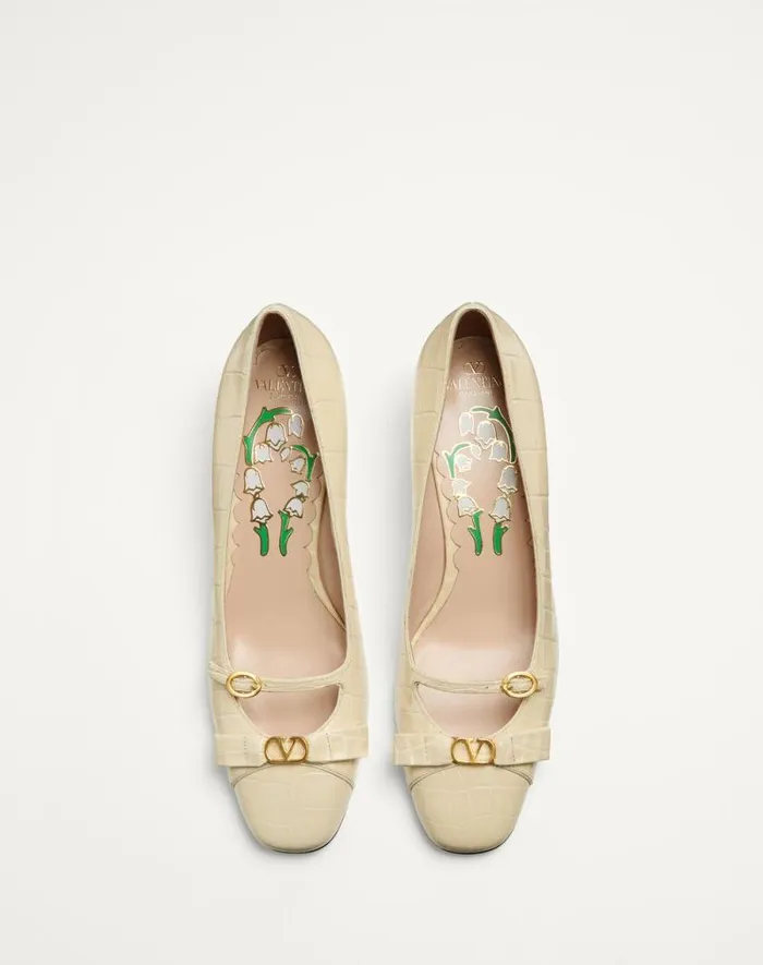Valentino Pumps Woman Bowow Dcollet In Printed Calfskin 45mm For Woman In Ivory Ivory Valentino Pumps Woman Bowow Dcollet In Printed Calfskin 45mm For Woman In Ivory Ivory