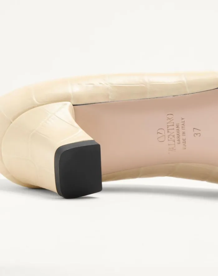 Valentino Pumps Woman Bowow Dcollet In Printed Calfskin 45mm For Woman In Ivory Ivory Valentino Pumps Woman Bowow Dcollet In Printed Calfskin 45mm For Woman In Ivory Ivory