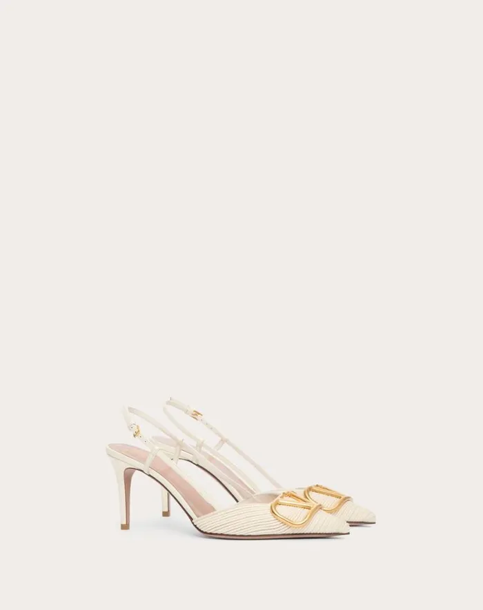Valentino Pumps Woman Vlogo Signature Slingback Pumps In Nappa 40mm For Woman In Ivory Ivory