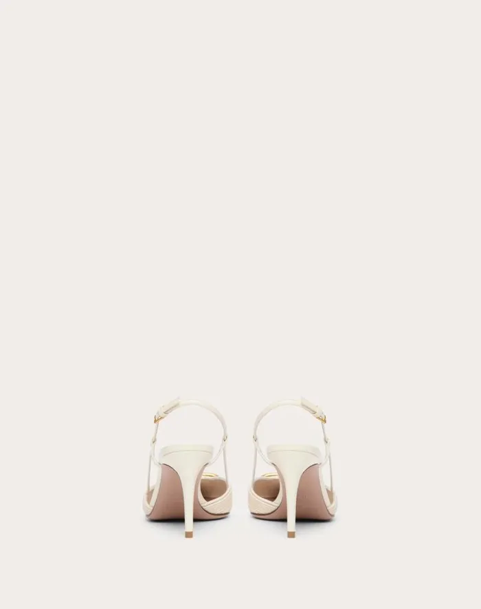Valentino Pumps Woman Vlogo Signature Slingback Pumps In Nappa 40mm For Woman In Ivory Ivory