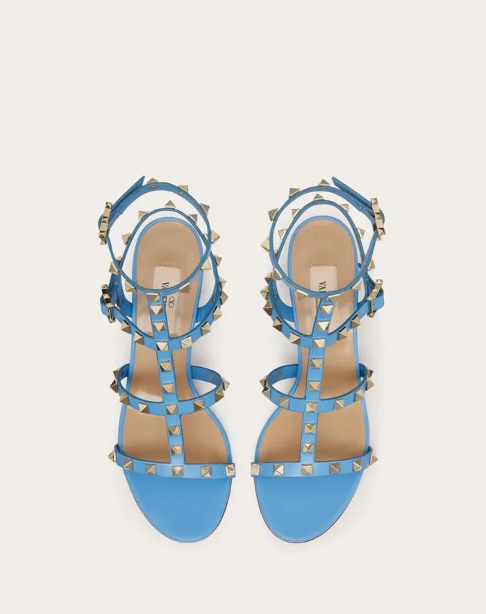 Valentino Sandals Woman Rockstud Calfskin Ankle Strap Sandal 60 Mm For Woman In Black Black