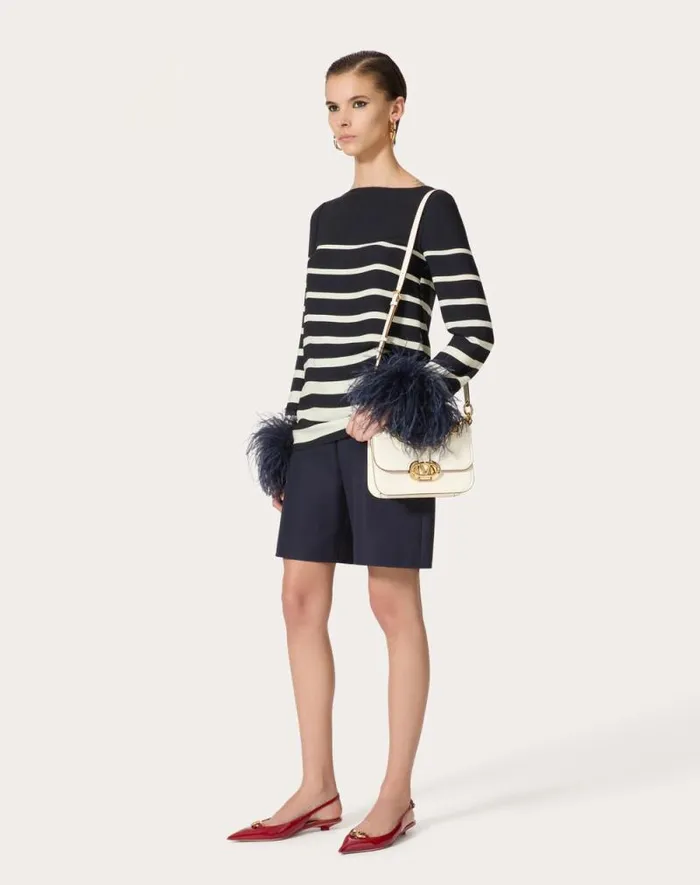 Valentino Shirts And Tops Woman Cady Valentino Roomview Top For Woman In Ivorynavy Ivorynavy Valentino Shirts And Tops Woman Cady Valentino Roomview Top For Woman In Ivorynavy Ivorynavy