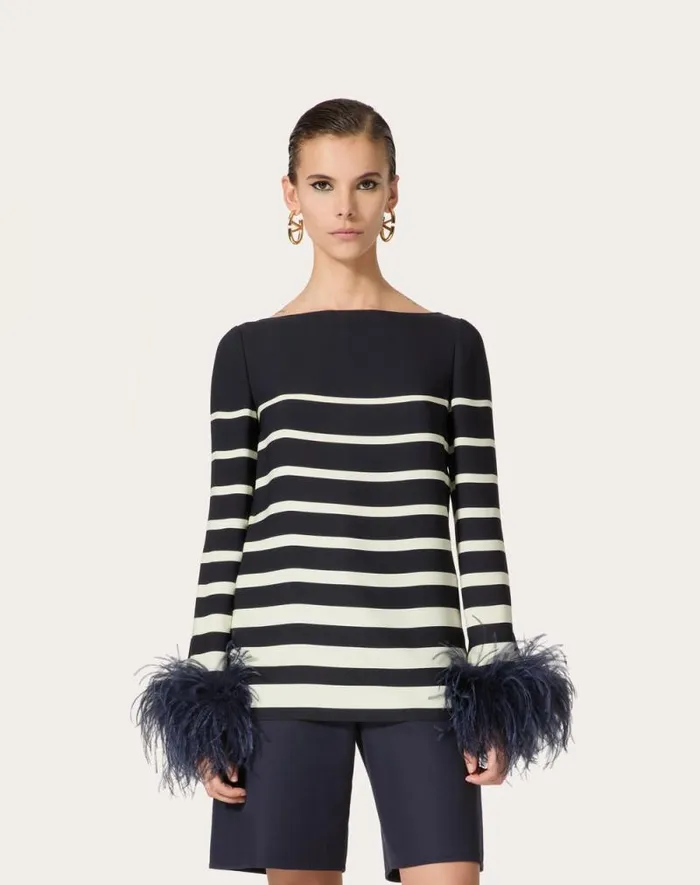 Valentino Shirts And Tops Woman Cady Valentino Roomview Top For Woman In Ivorynavy Ivorynavy Valentino Shirts And Tops Woman Cady Valentino Roomview Top For Woman In Ivorynavy Ivorynavy