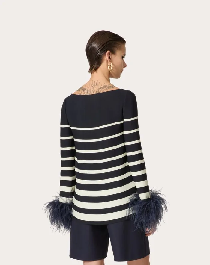 Valentino Shirts And Tops Woman Cady Valentino Roomview Top For Woman In Ivorynavy Ivorynavy Valentino Shirts And Tops Woman Cady Valentino Roomview Top For Woman In Ivorynavy Ivorynavy
