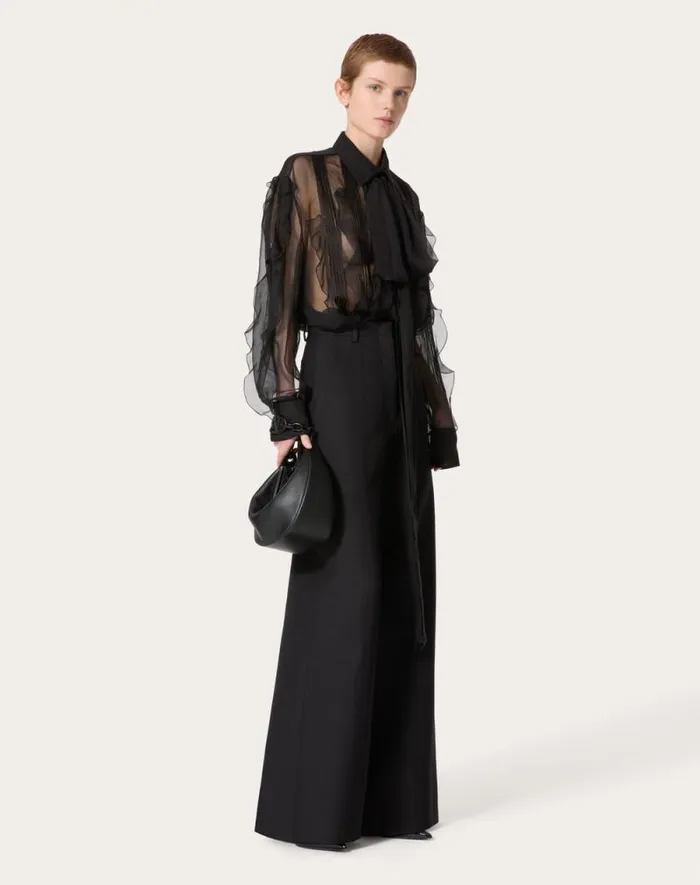Valentino Shirts And Tops Woman Chiffon Blouse For Woman In Black Black