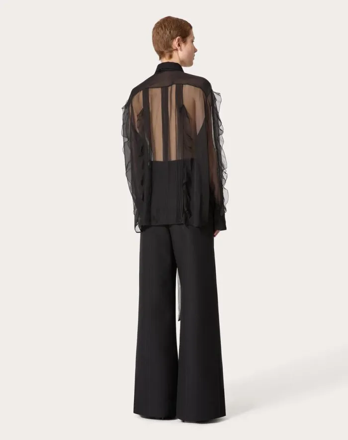 Valentino Shirts And Tops Woman Chiffon Blouse For Woman In Black Black