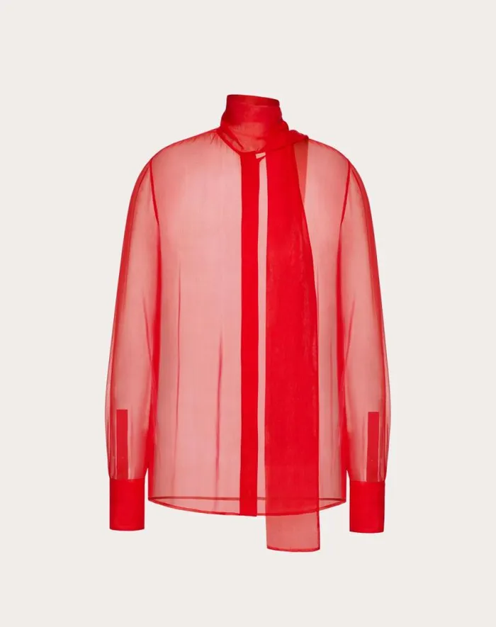 Valentino Shirts And Tops Woman Chiffon Blouse For Woman In Red Red Valentino Shirts And Tops Woman Chiffon Blouse For Woman In Red Red