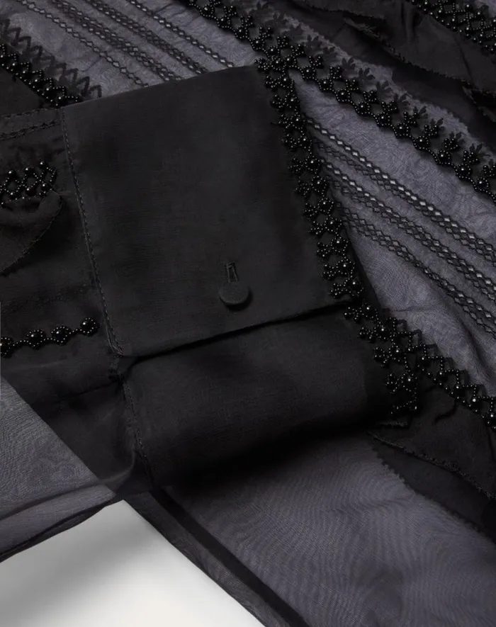 Valentino Shirts And Tops Woman Embroidered Organza Shirt For Woman In Black Black Valentino Shirts And Tops Woman Embroidered Organza Shirt For Woman In Black Black