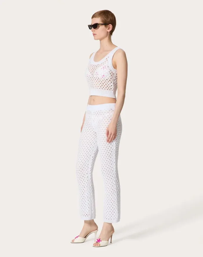 Valentino Shirts And Tops Woman Viscose Lurex And Sequin Top For Woman In White White Valentino Shirts And Tops Woman Viscose Lurex And Sequin Top For Woman In White White