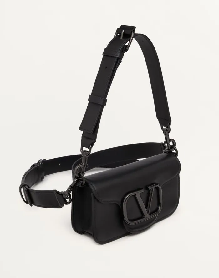 Valentino Shoulder Bags Man Mini Valentino Garavani Loc Crossbody Calfskin Bag For Man In Black Black Valentino Shoulder Bags Man Mini Valentino Garavani Loc Crossbody Calfskin Bag For Man In Black Black